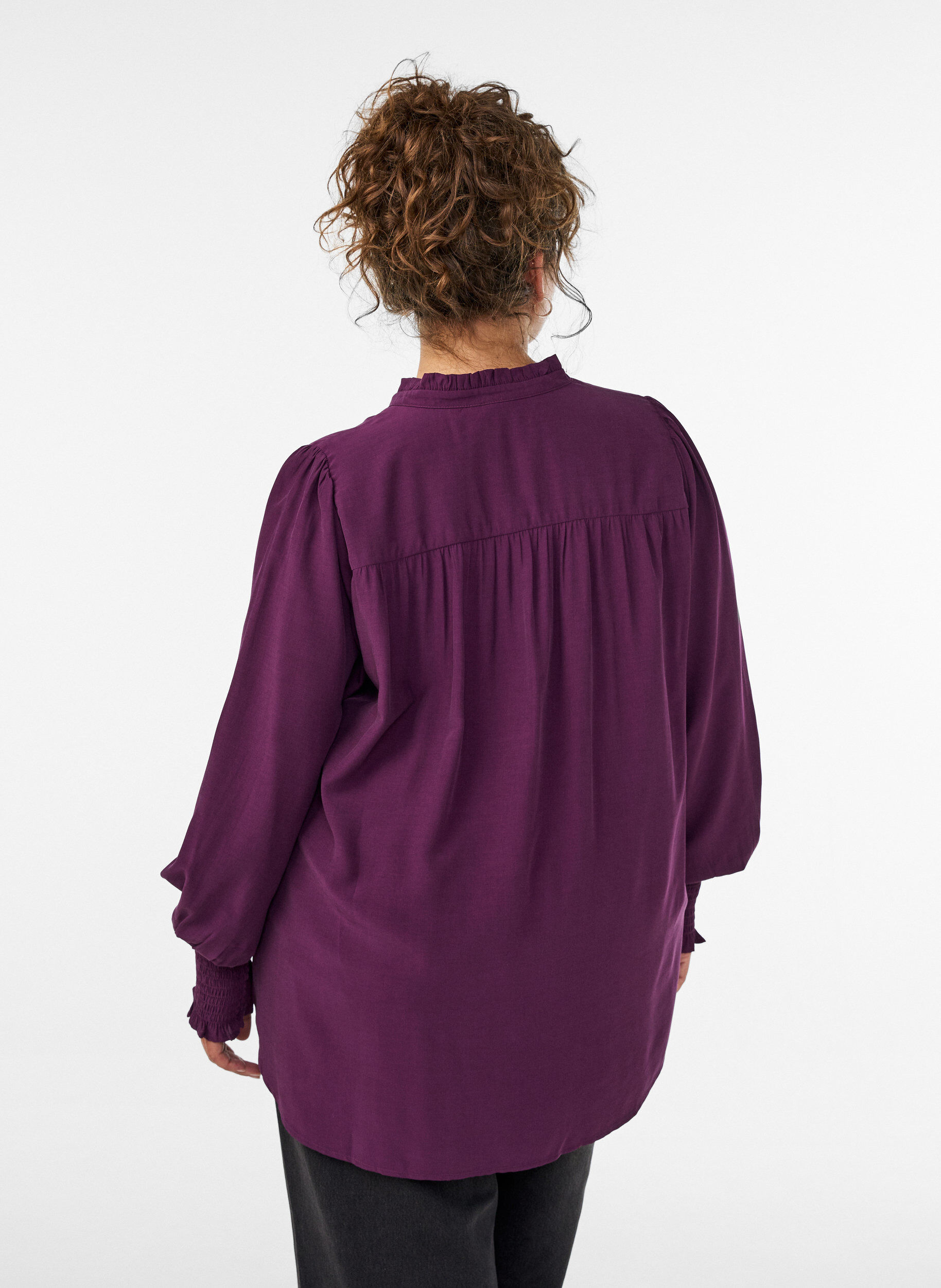 ZizziBlouse avec col &agrave; volants et fronces, Violet, Model image number 2