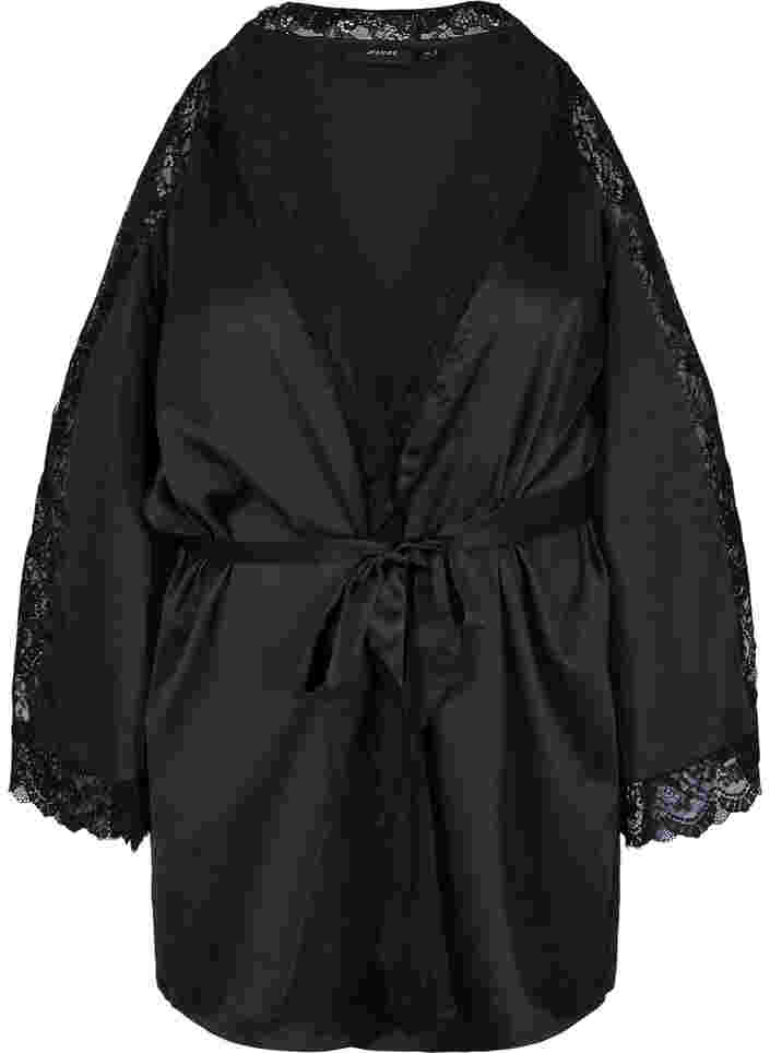 Robe de chambre en dentelle, Black, Packshot image number 0