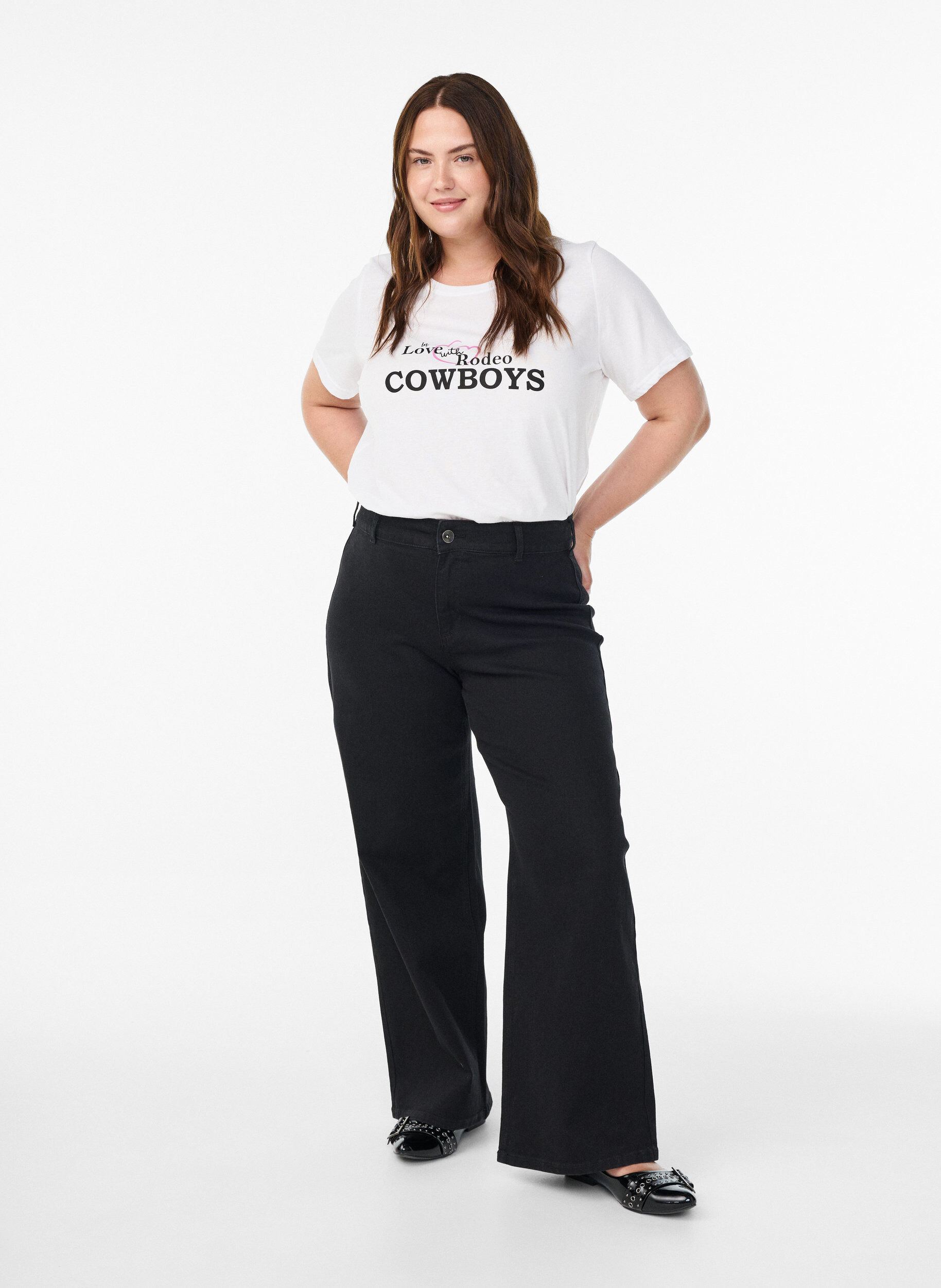 Zizzi T-shirt imprim&eacute;, Blanc, Model image number 1