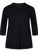 Katoenen blouse met 3/4-mouwen, Black, Packshot image number 0