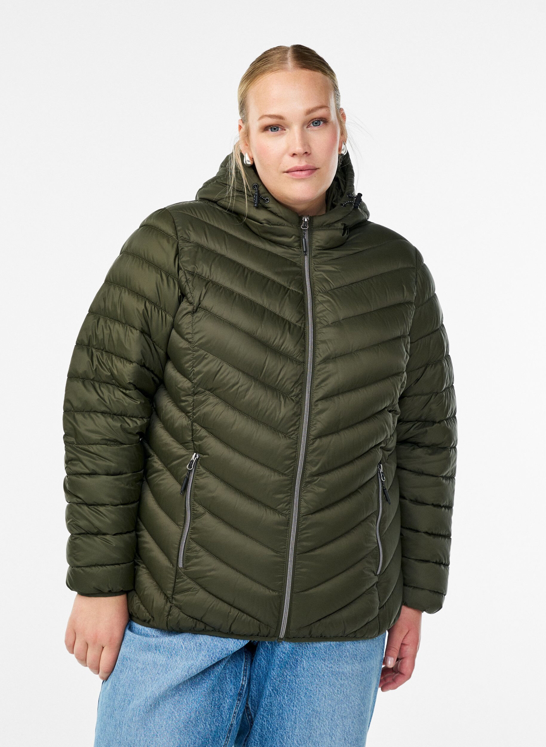 Lichtgewicht jas met capuchon, Groen, Model
