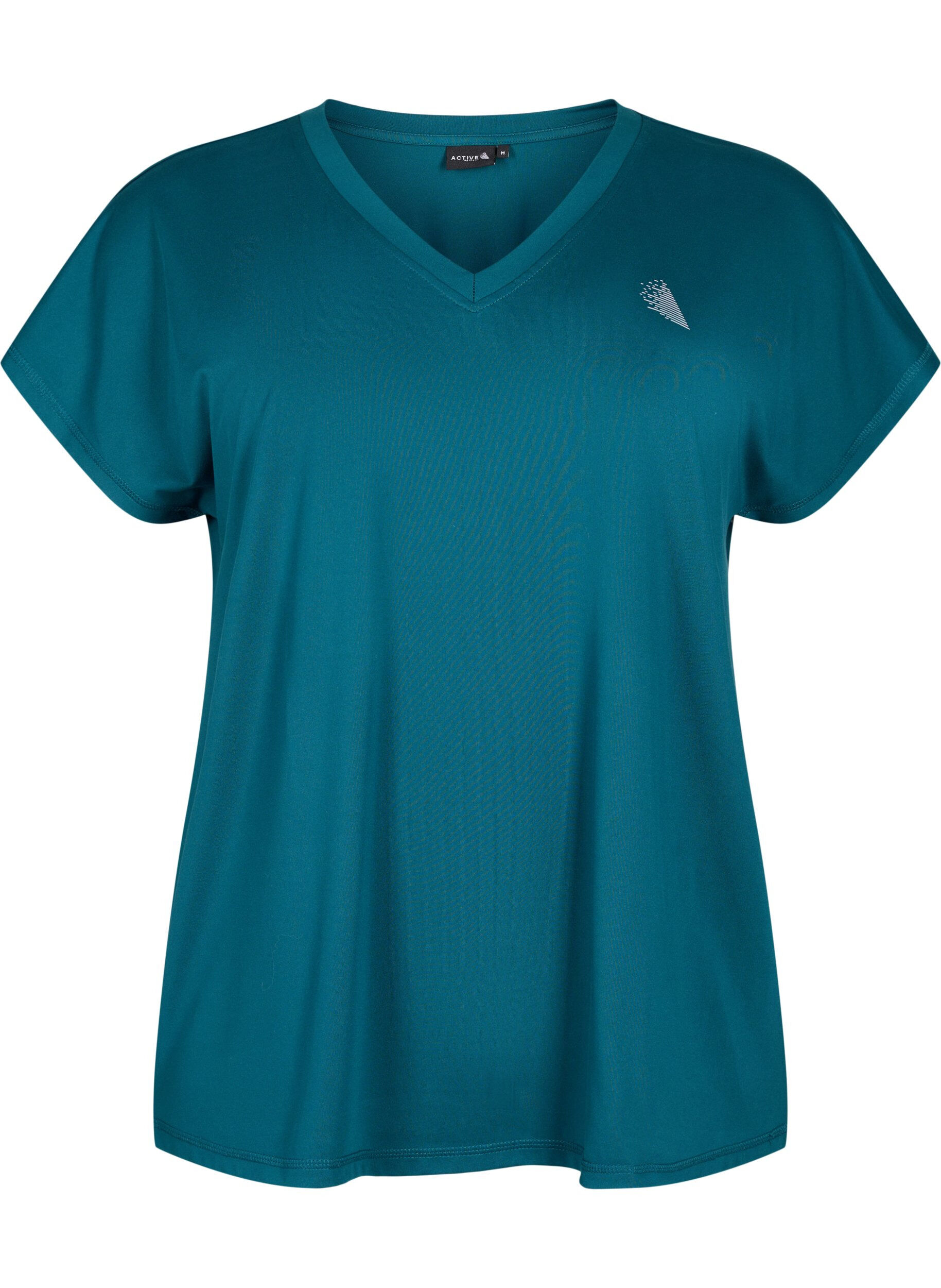 Losse trainingsshirt met v-hals