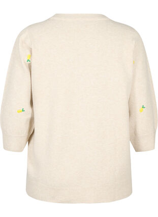 Chemisier en tricot à manches 3/4 avec des citrons, P. Stone Mel. Lemon, Packshot image number 1