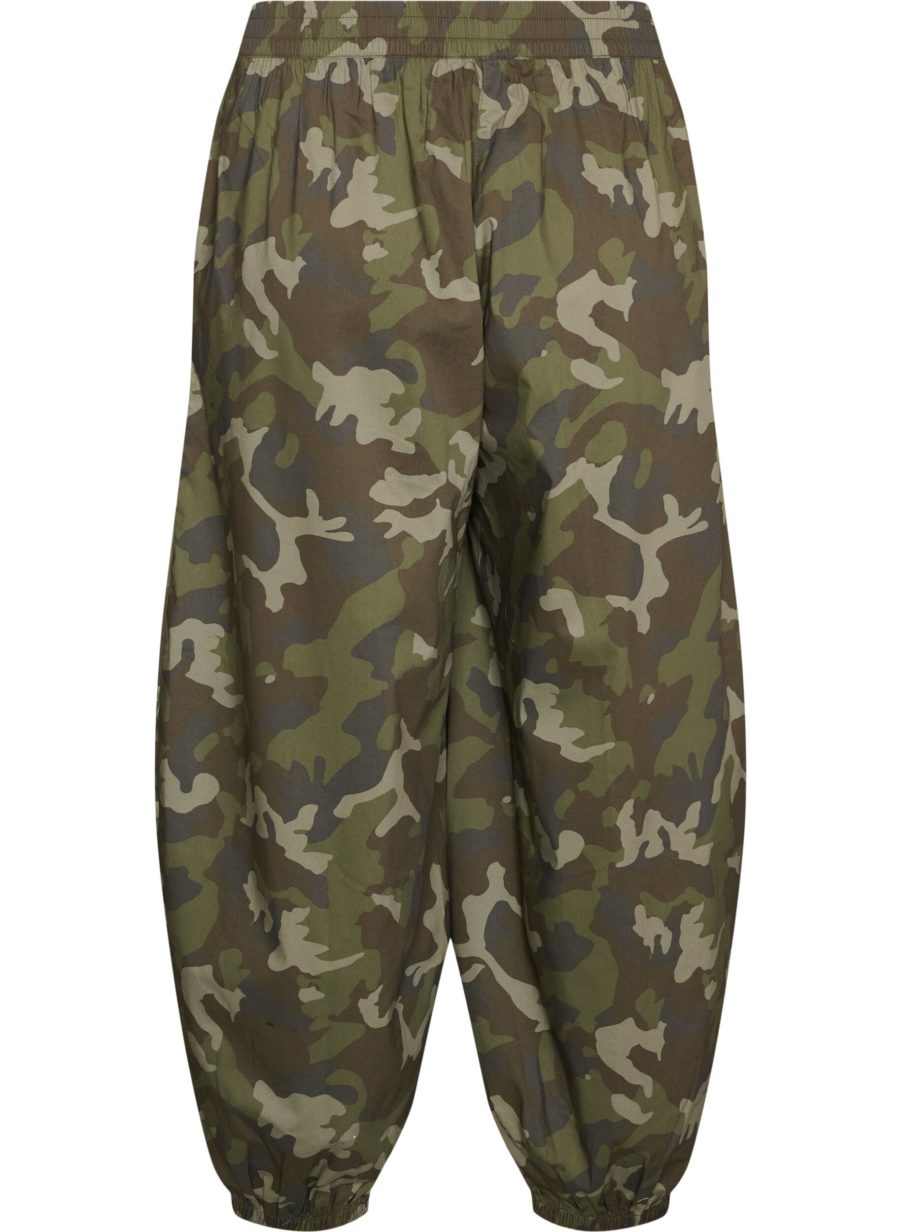 ZizziBalloonbroek met hoge taille en all-overpatroon, Groen, Packshot image number 1