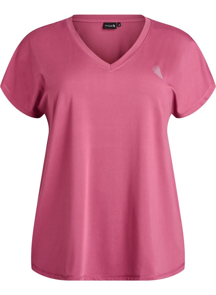 T-shirt de sport ample avec col en v, Bordeaux, Packshot image number 0