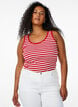 Gestreepte tanktop met een ribstructuur, Rood, Model image number 0