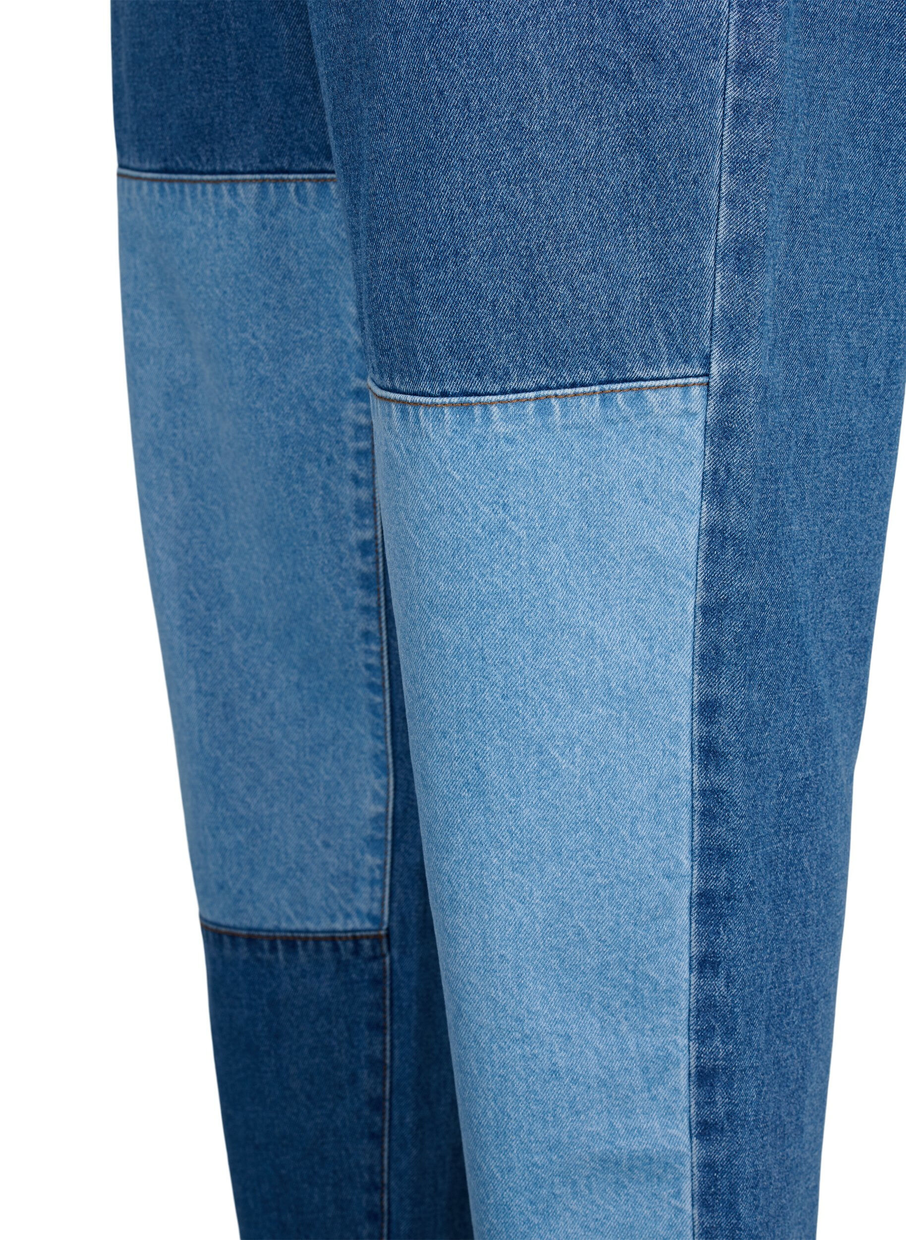 ZizziMille mom fit-jeans met colorblock en hoge taille, Light Blue Denim, Packshot image number 3