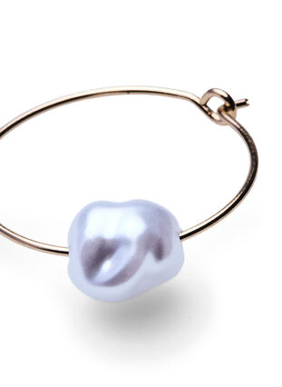 Boucles d'oreilles créoles avec perle, Gold, Packshot image number 2