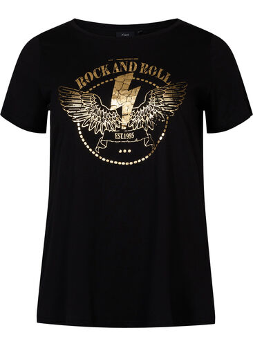 Katoenen t-shirt met korte mouwen en opdruk, Black Rock, Packshot image number 0