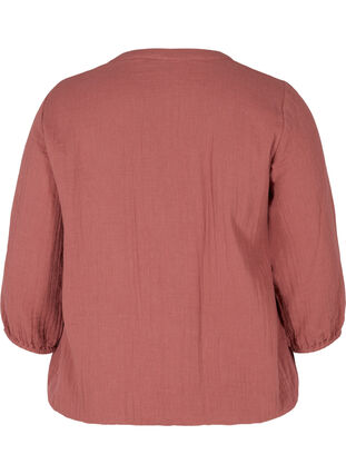 Katoenen blouse met knopen en 3/4-mouwen, Wild Ginger, Packshot image number 1