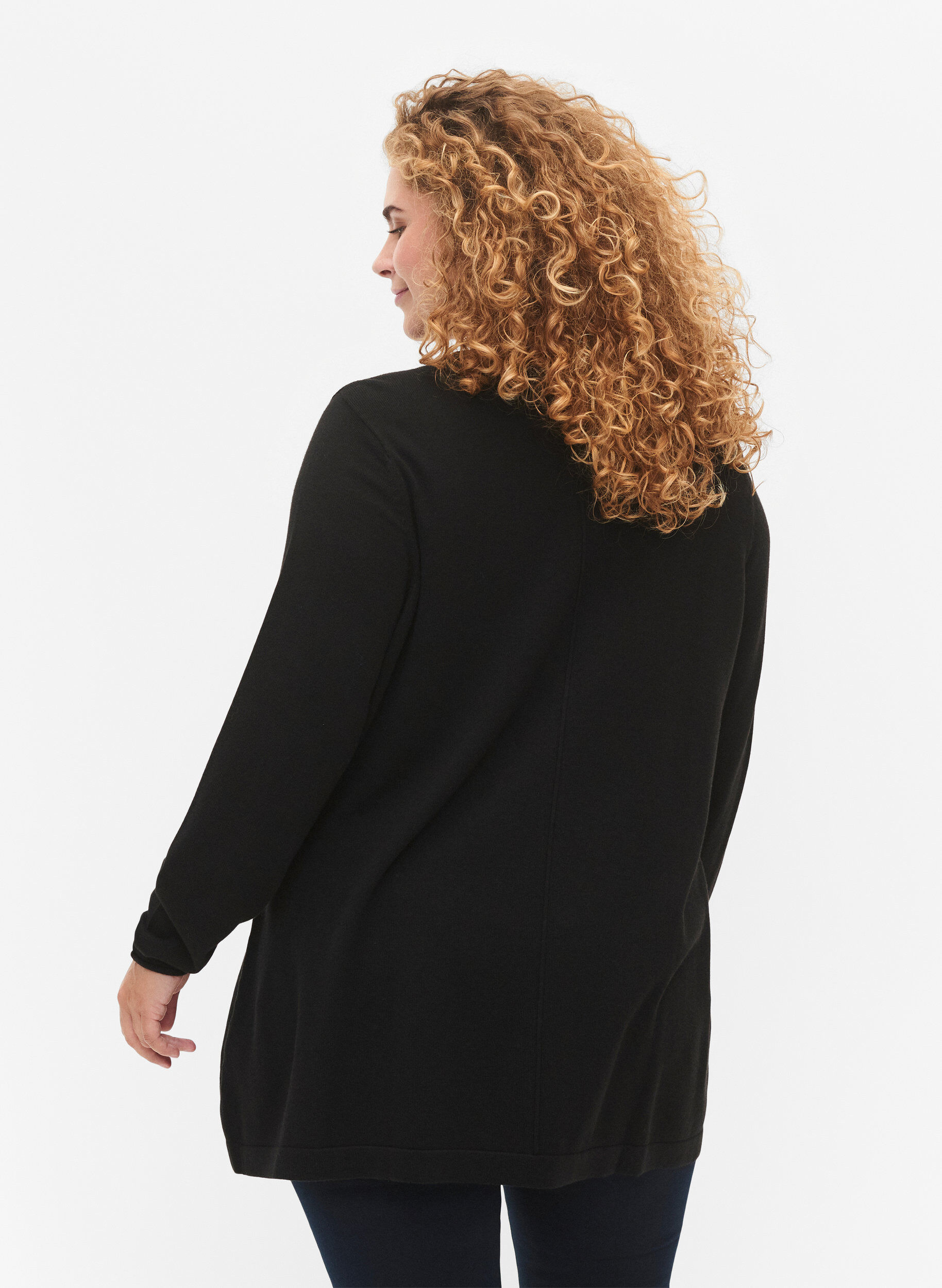 ZizziBlouse tricot&eacute;e en m&eacute;lange coton-viscose, Noir, Model image number 2