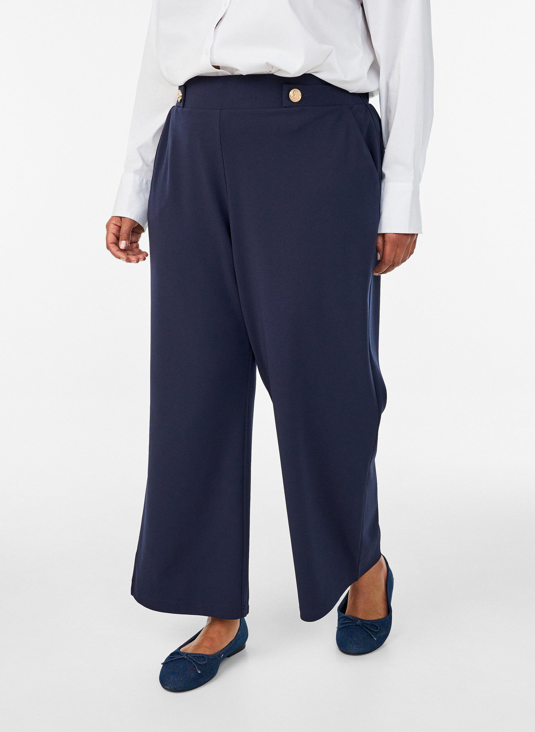 ZizziLosse broek met zakken, Blauw, Model image number 2