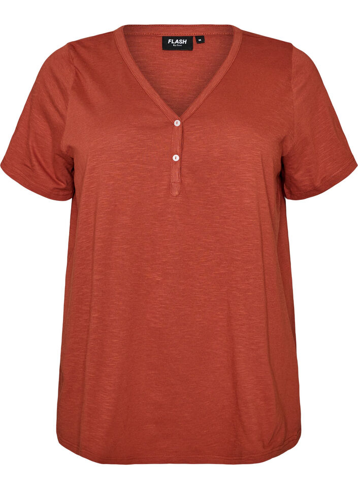 T-shirt dot&eacute; de boutons, Marron, Packshot image number 0