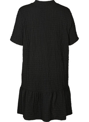 Robe trapèze texturée à manches courtes, Black, Packshot image number 1