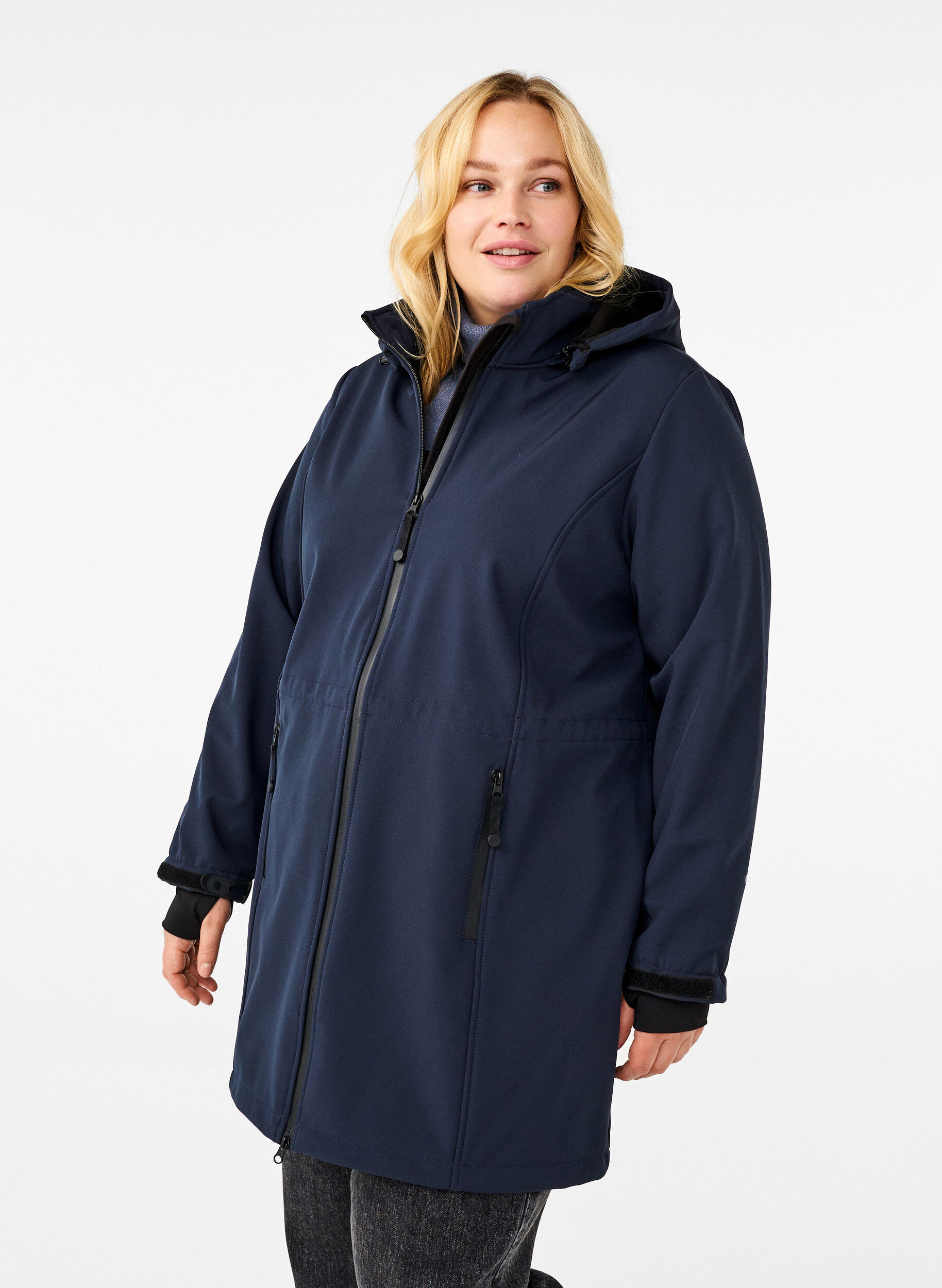 Veste softshell avec capuche amovible, Bleu, Model