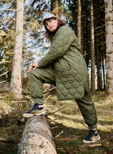 Lange gevoerde jas met zakken en rits, Winter Moss, Image image number 1