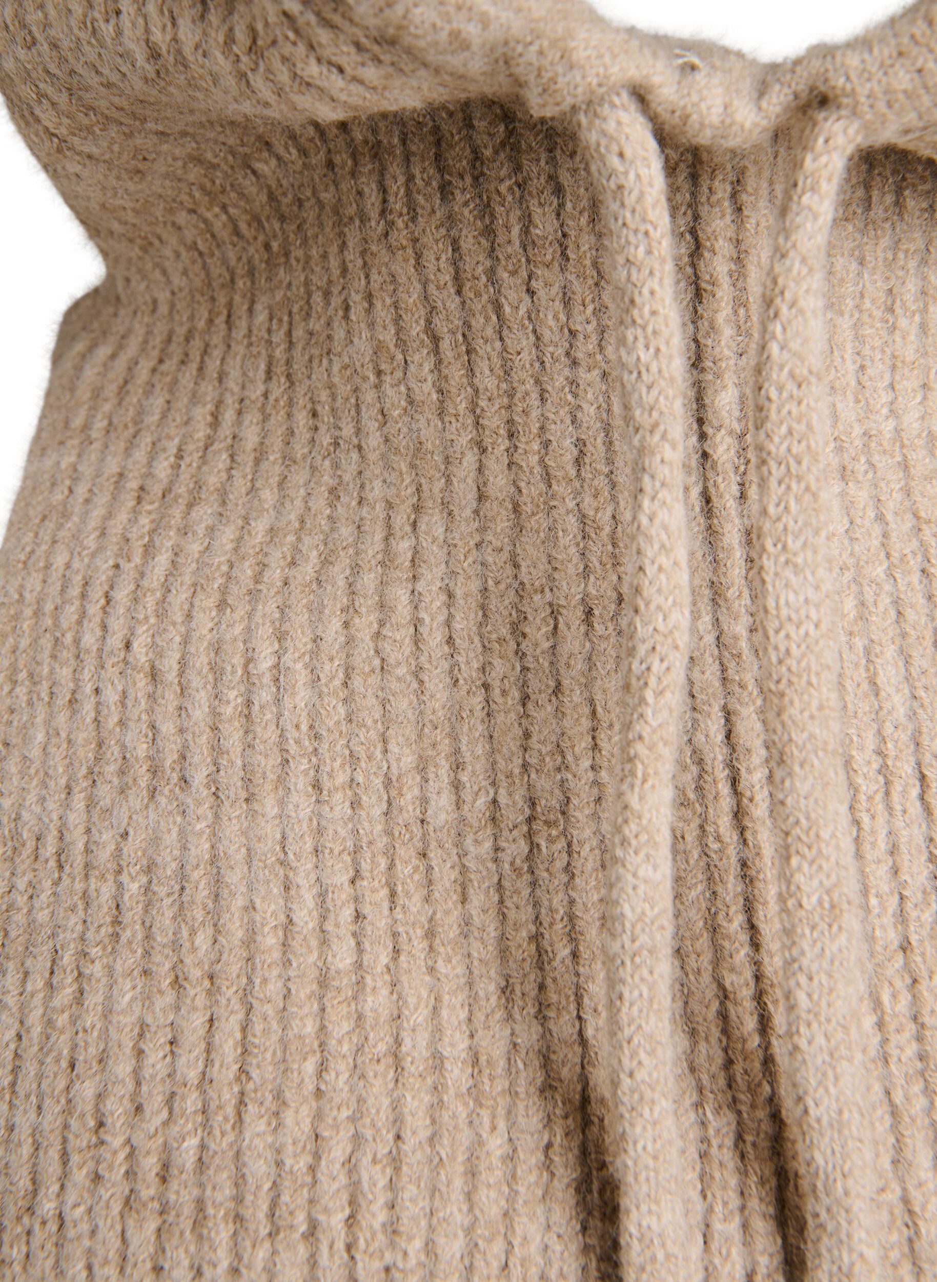 ZizziGebreide balaclava met trekkoordjes, Beige, Packshot image number 2