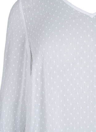 FLASH - Blouse à manches 3/4 et motif texturé, White, Packshot image number 2