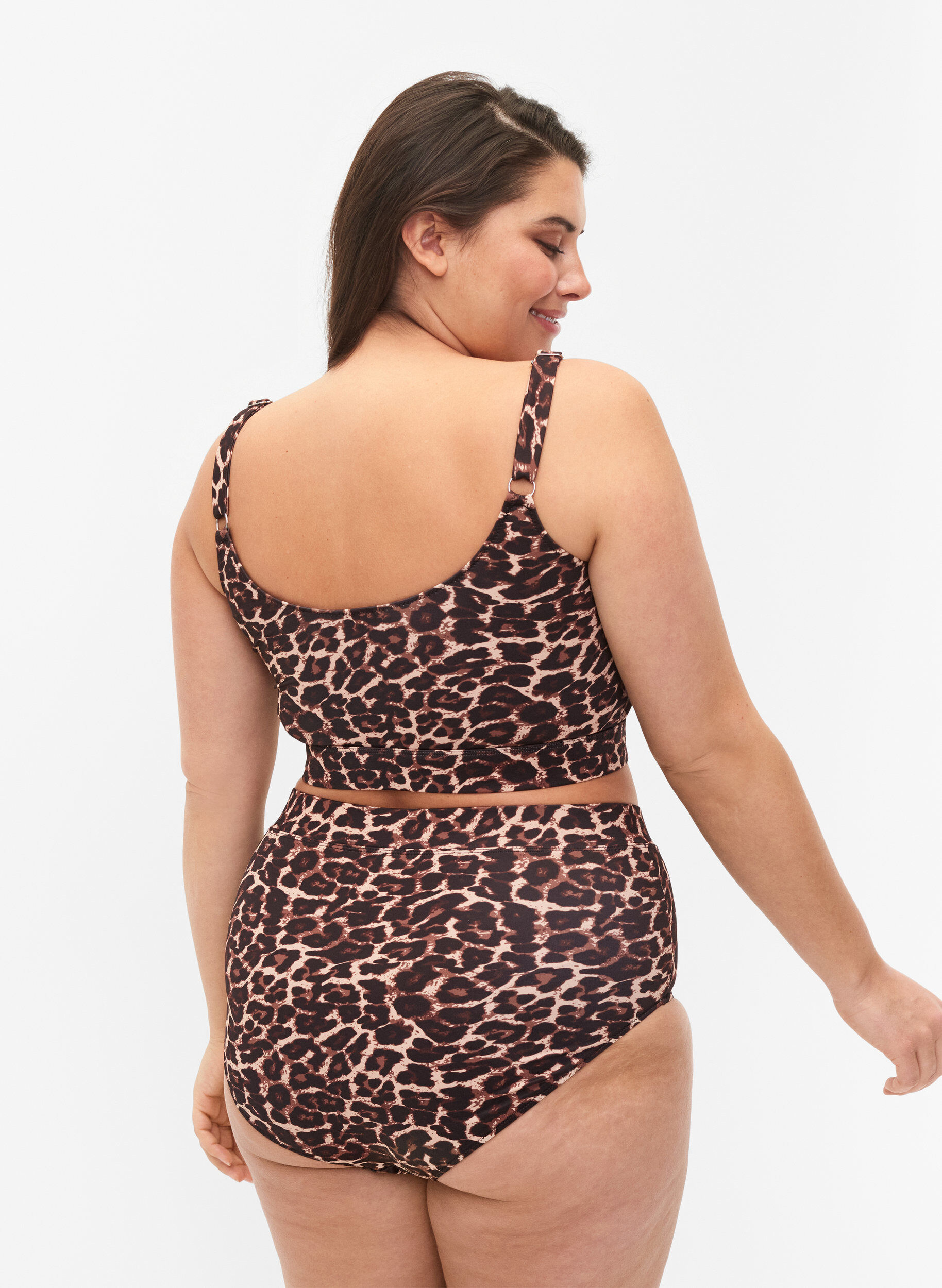 ZizziBikinislip met print en hoge taille, Autentic Leopard, Model image number 1