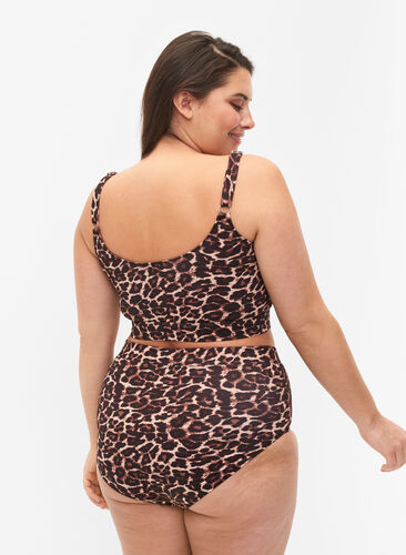 Bikinislip met print en hoge taille, Autentic Leopard, Model image number 1