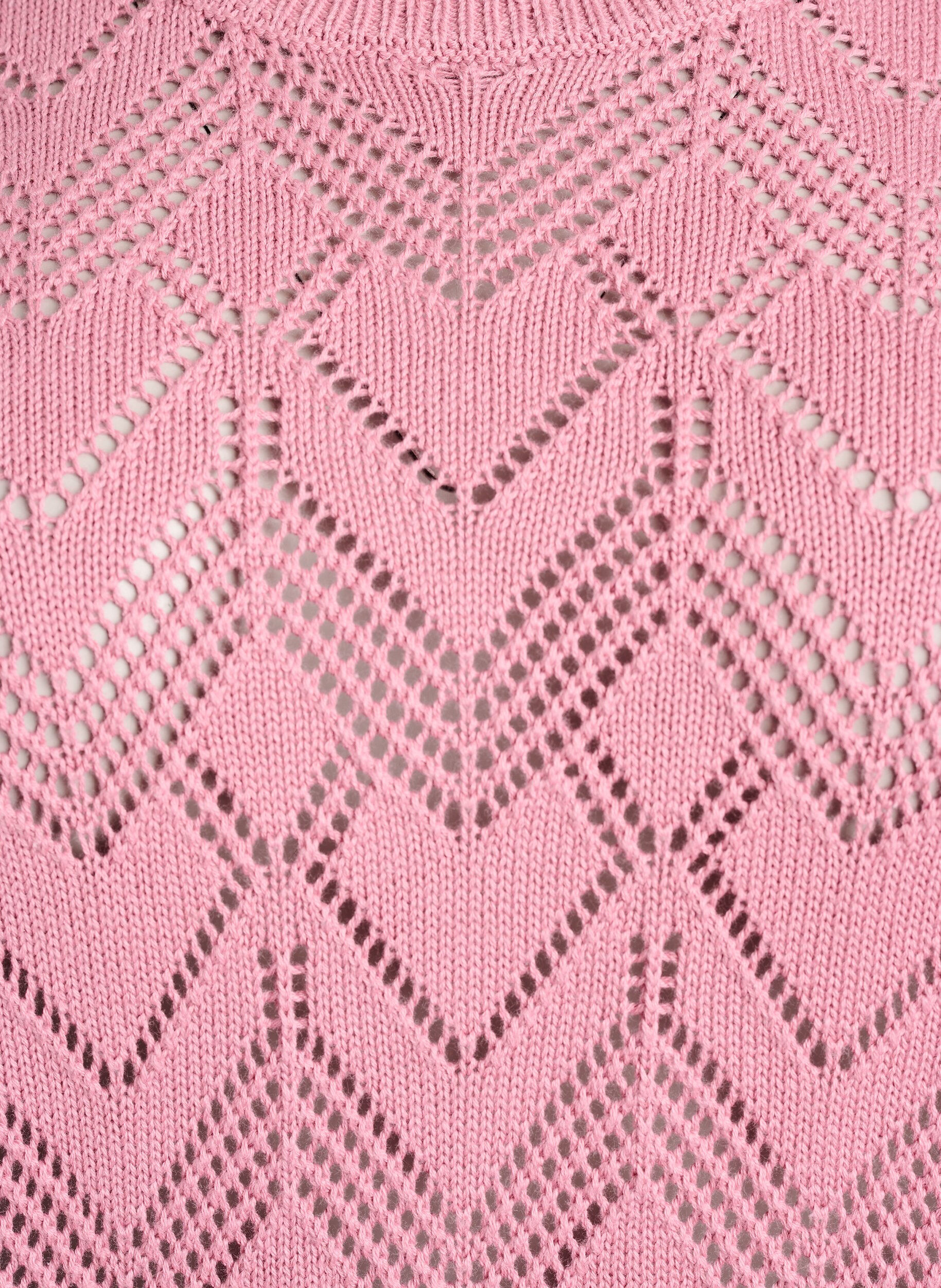 Zizzi Blouse en maille &agrave; motifs avec bord ondul&eacute; et encolure ronde, Rose, Packshot image number 2