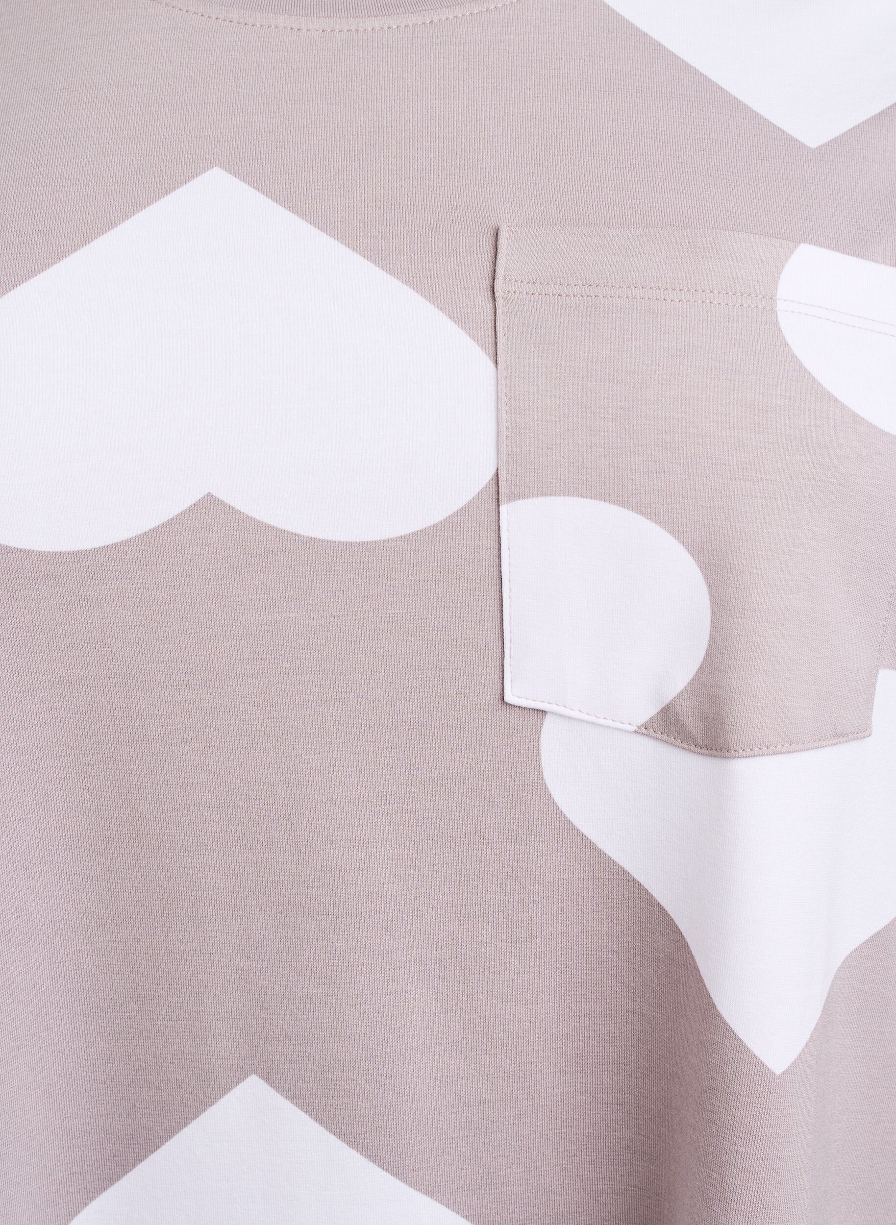 ZizziLange nacht T-shirt in een modalmix met hartjes, Grijs, Packshot image number 2