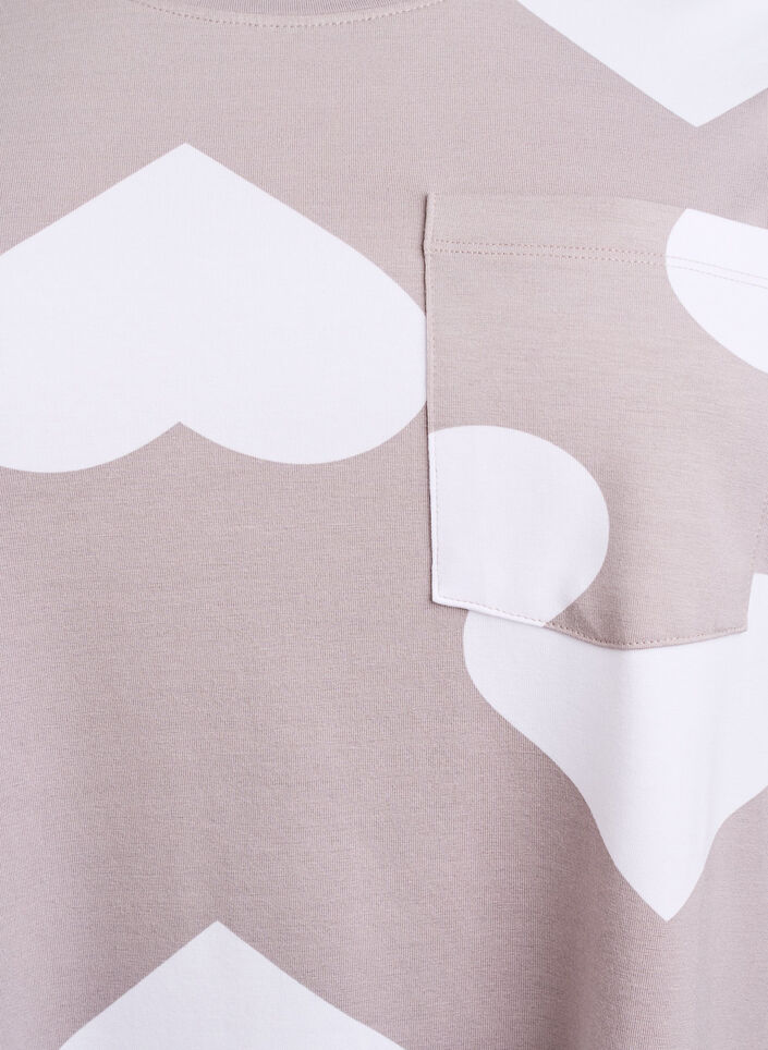 Long tee-shirt de nuit en mélange de modal et avec des coeurs, Gris, Packshot image number 2