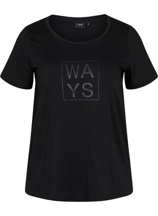 T-shirt en coton à manches courtes avec imprimé, Black WAYS, Packshot image number 0