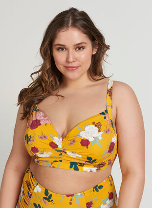 Bikinitop, Yellow Flower Print, Model image number 0
