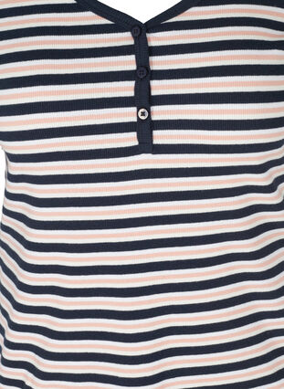 T-shirt côtelé rayé en coton, Blue Rose Stripe, Packshot image number 2