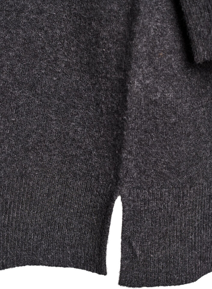 Korte gebreide jurk met polokraag en knoopsluiting, Grijs, Packshot image number 3