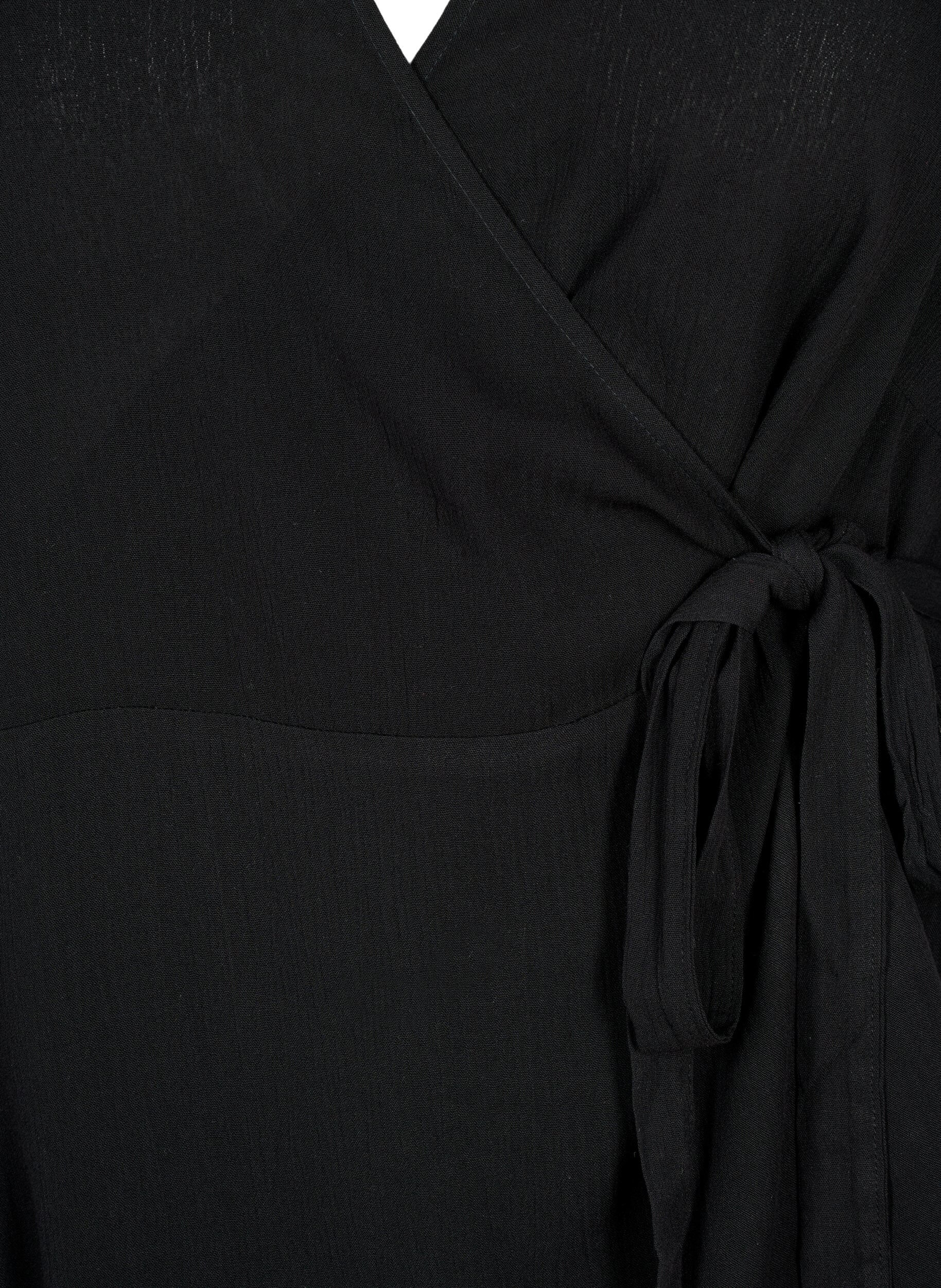 Zizzi Blouse en viscose cache-c&oelig;ur, Black, Packshot image number 2