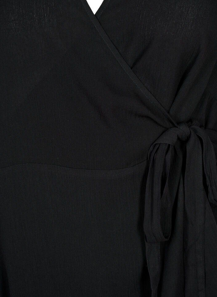 Blouse en viscose cache-cœur, Black, Packshot image number 2