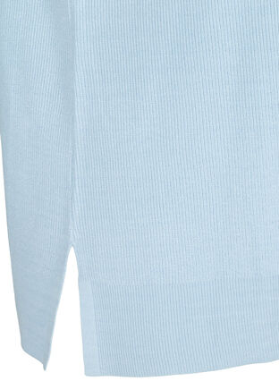 Gilet tricoté avec col rond et fente, Chambray Blue Mel., Packshot image number 3
