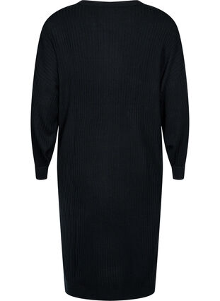Robe en tricot overzise avec fente, Black, Packshot image number 1