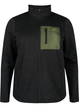 Sportieve fleece jack met zakken, Black, Packshot image number 0