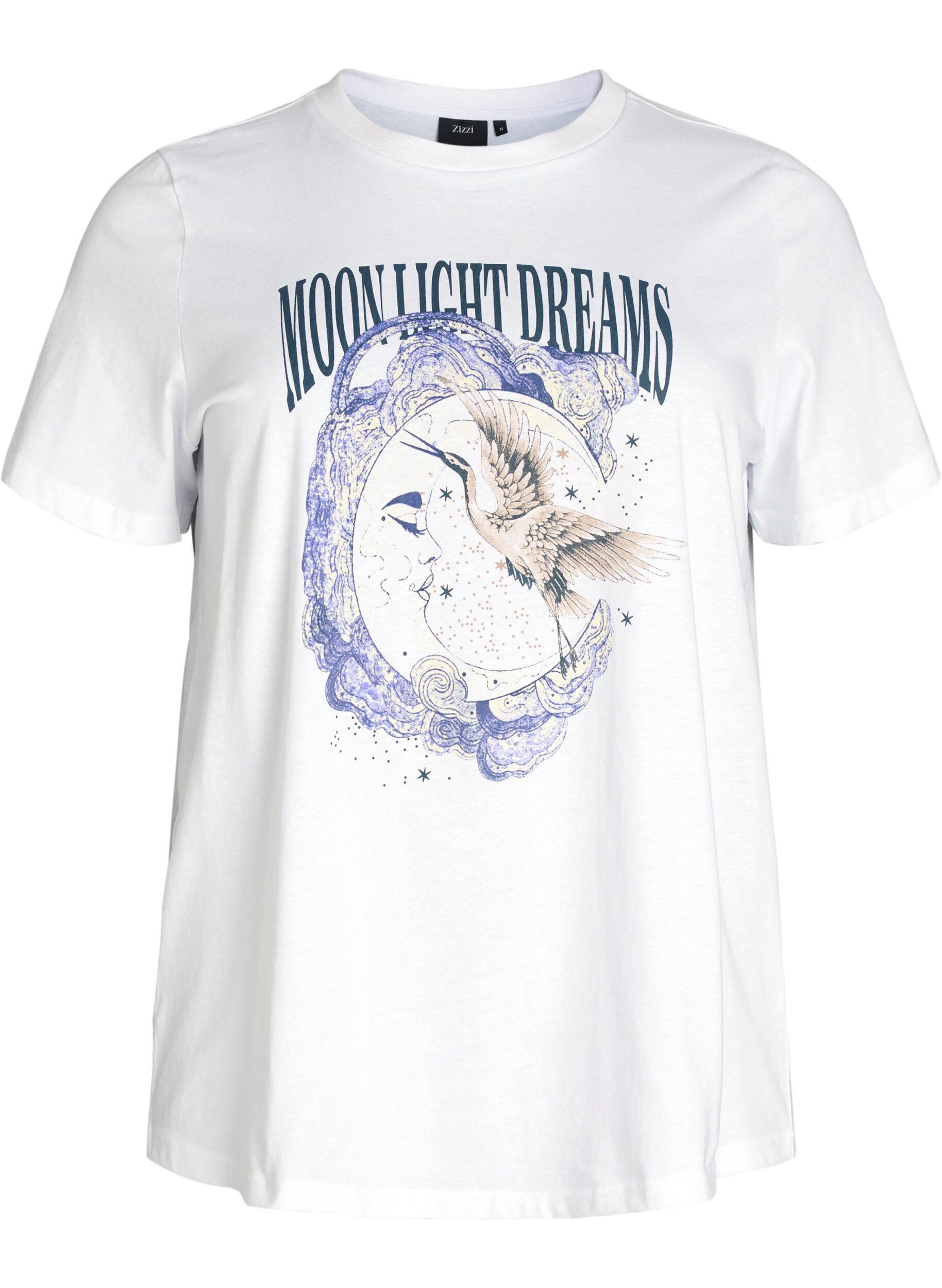 Zizzi T-shirt en coton avec imprim&eacute; sur le devant, Blanc, Packshot image number 0