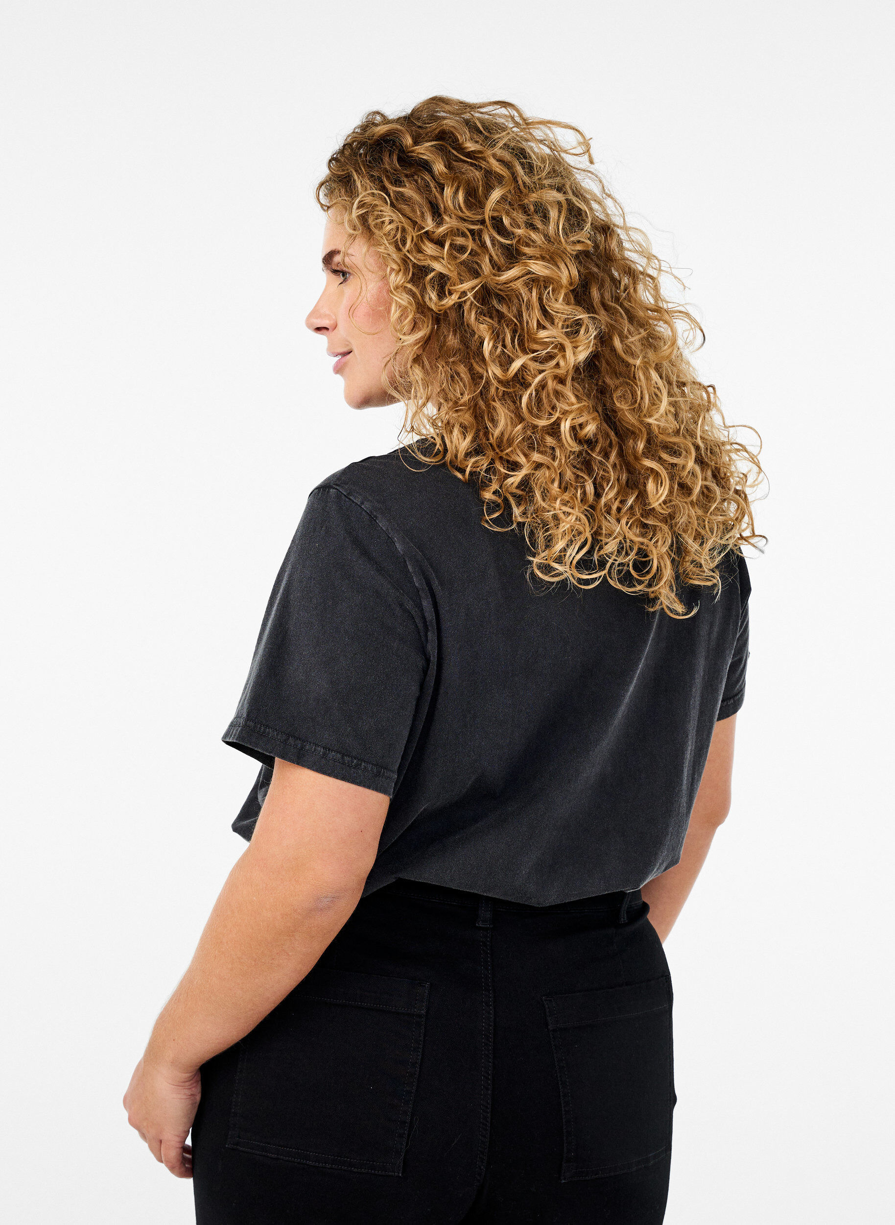 ZizziT-shirt in biologisch katoen met grafische print, Grijs, Model image number 2