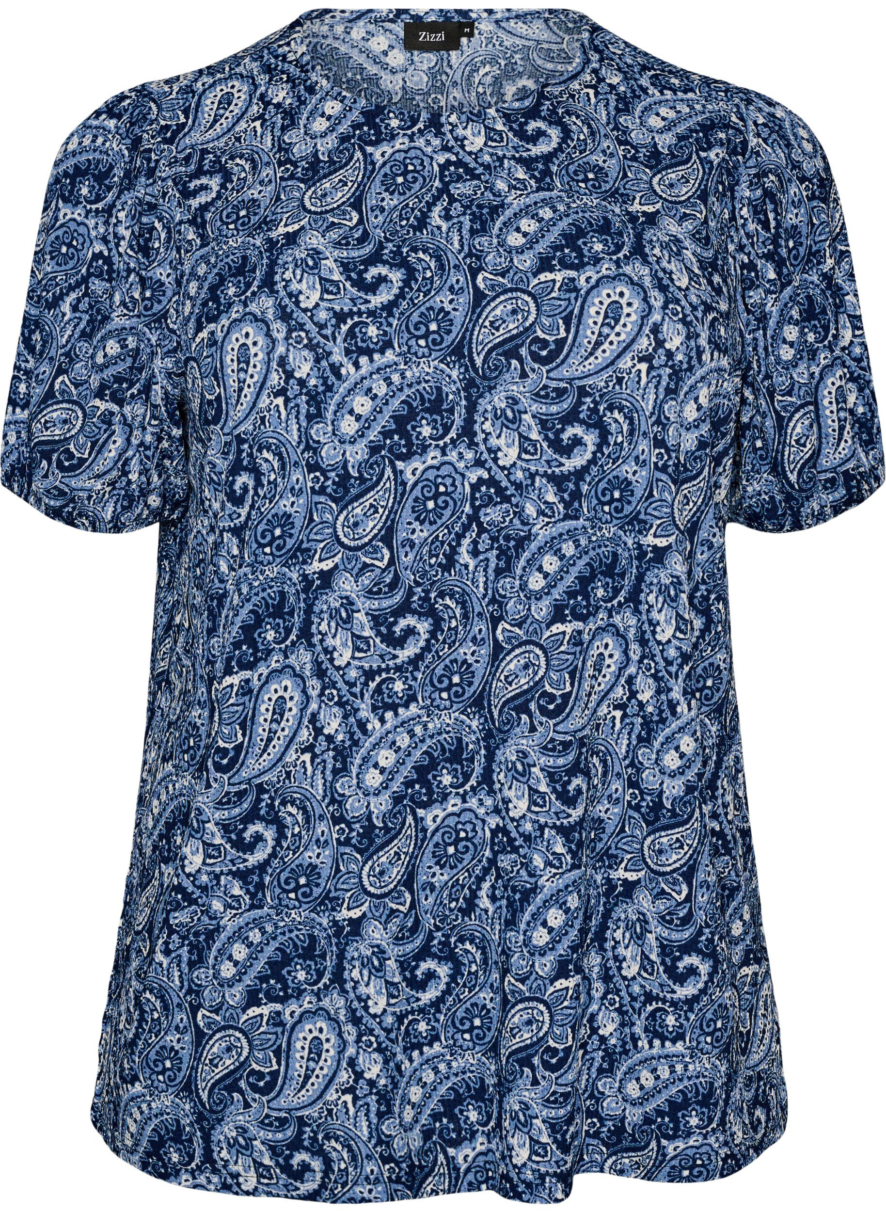 ZizziBlouse met korte mouwen, Blauw, Packshot image number 0