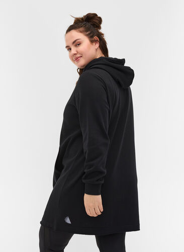 Robe pull à capuche et poche, Black, Model image number 1