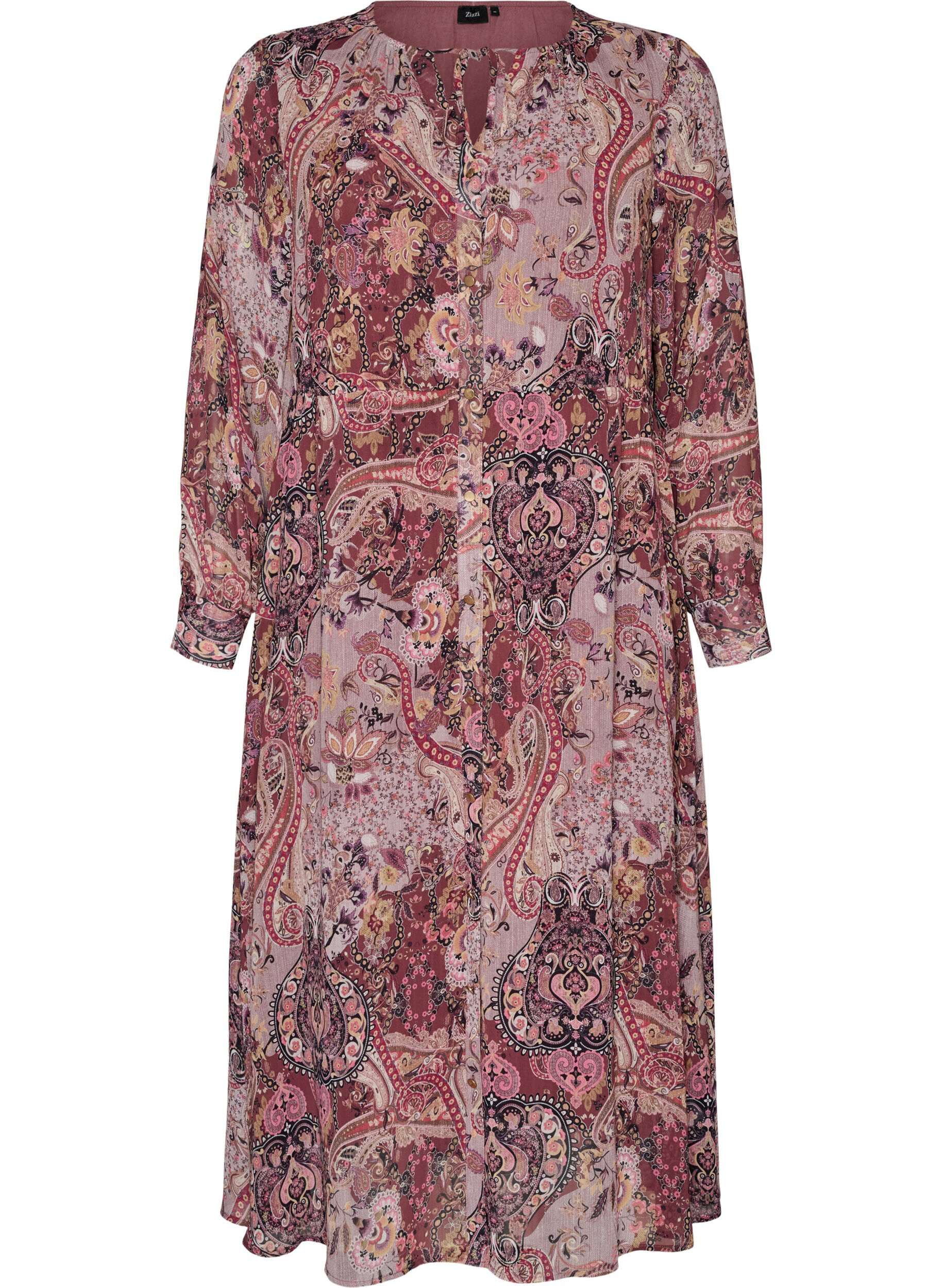 Midi-jurk met paisleyprint en elastische taille