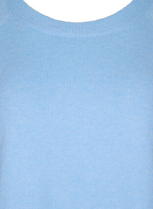 Gemêleerde gebreide blouse met knopen, Chambray Blue Mel., Packshot image number 2