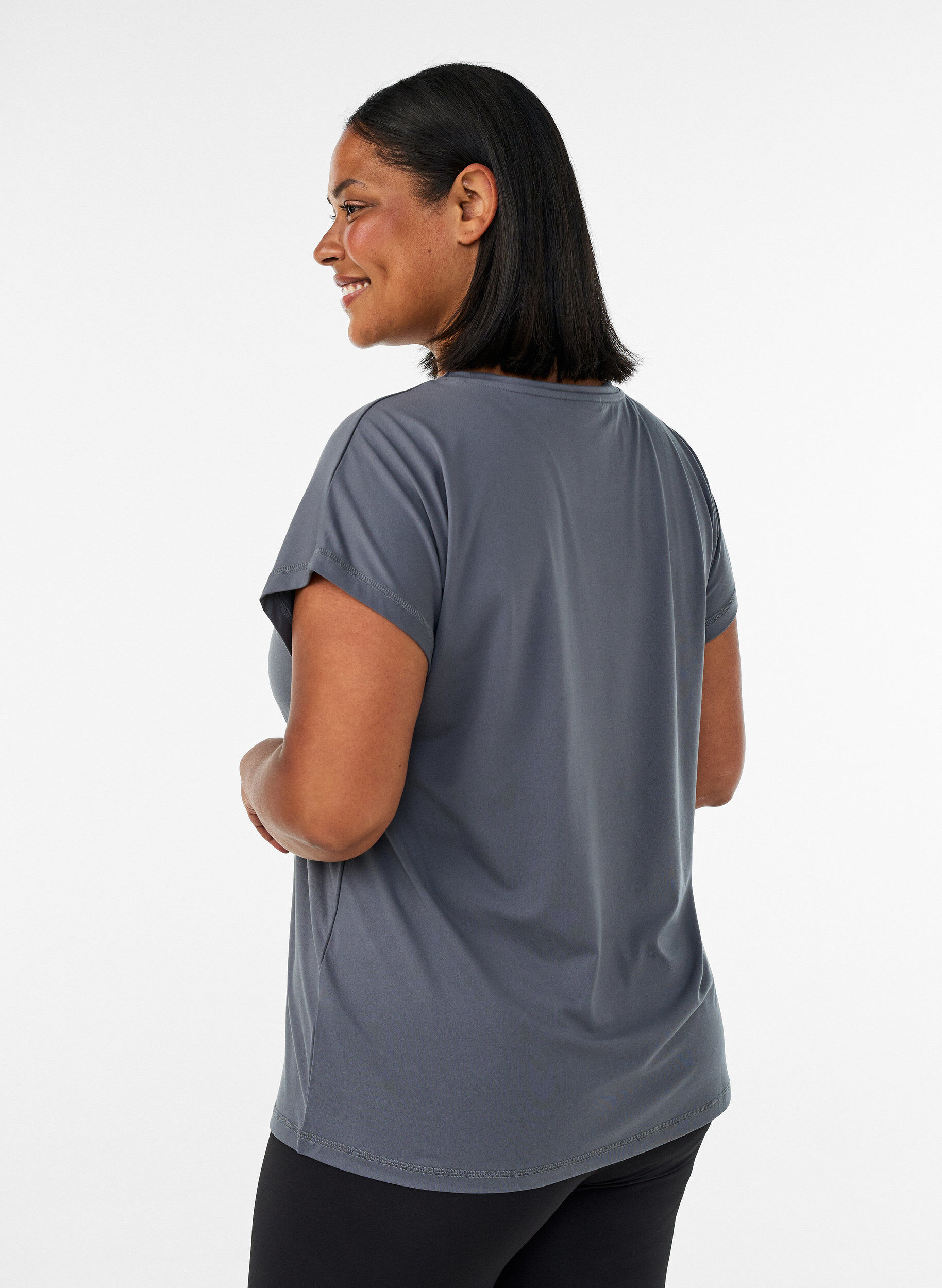ZizziT-shirt de sport couleur unie, Gris, Model image number 2