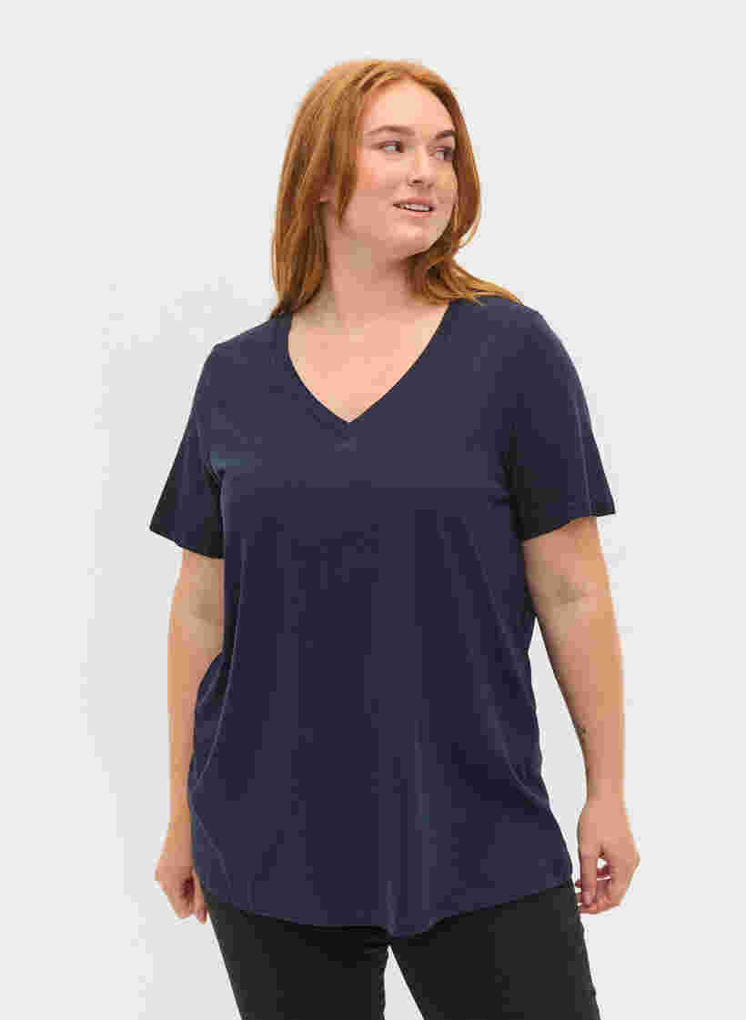 T-shirt basiques 2-pack en coton, Black/Navy B, Model image number 2