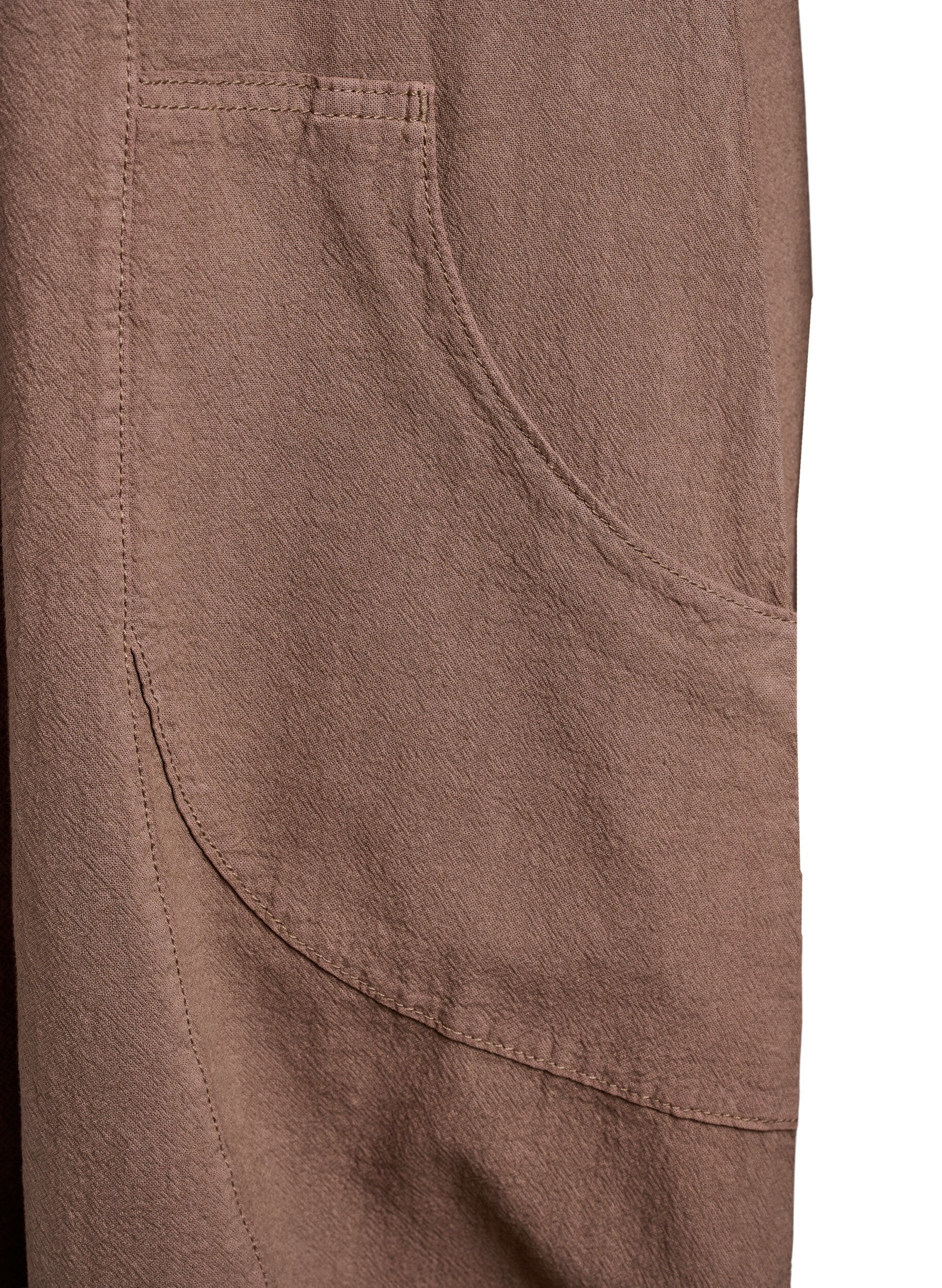 ZizziRobe en coton &agrave; manches courtes, Marron, Packshot image number 3