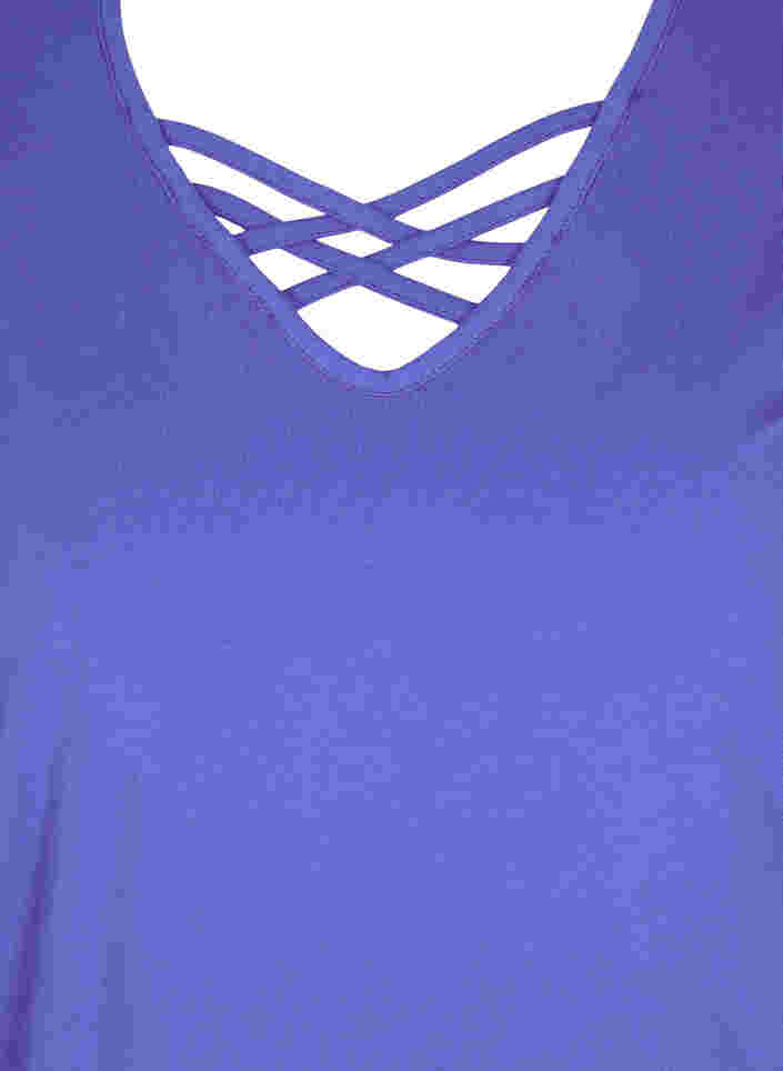 Top met v-hals en kruisdetails, Dazzling Blue, Packshot image number 2