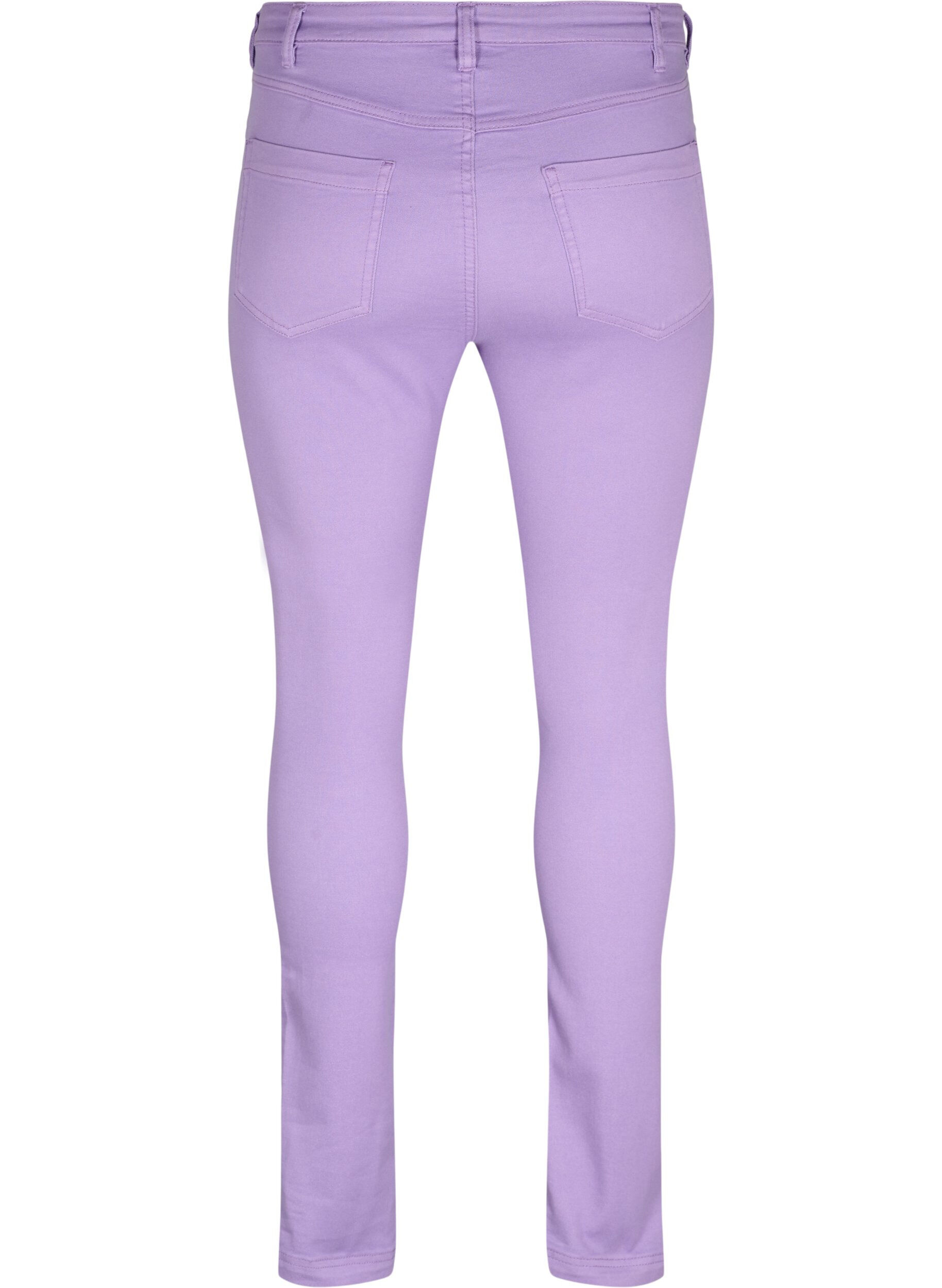 ZizziAmy jeans met hoge taille en super slanke pasvorm, Chalk Violet, Packshot image number 1