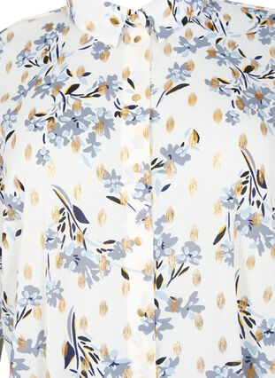Chemise longue à imprimé floral, White Flower/Gold, Packshot image number 2