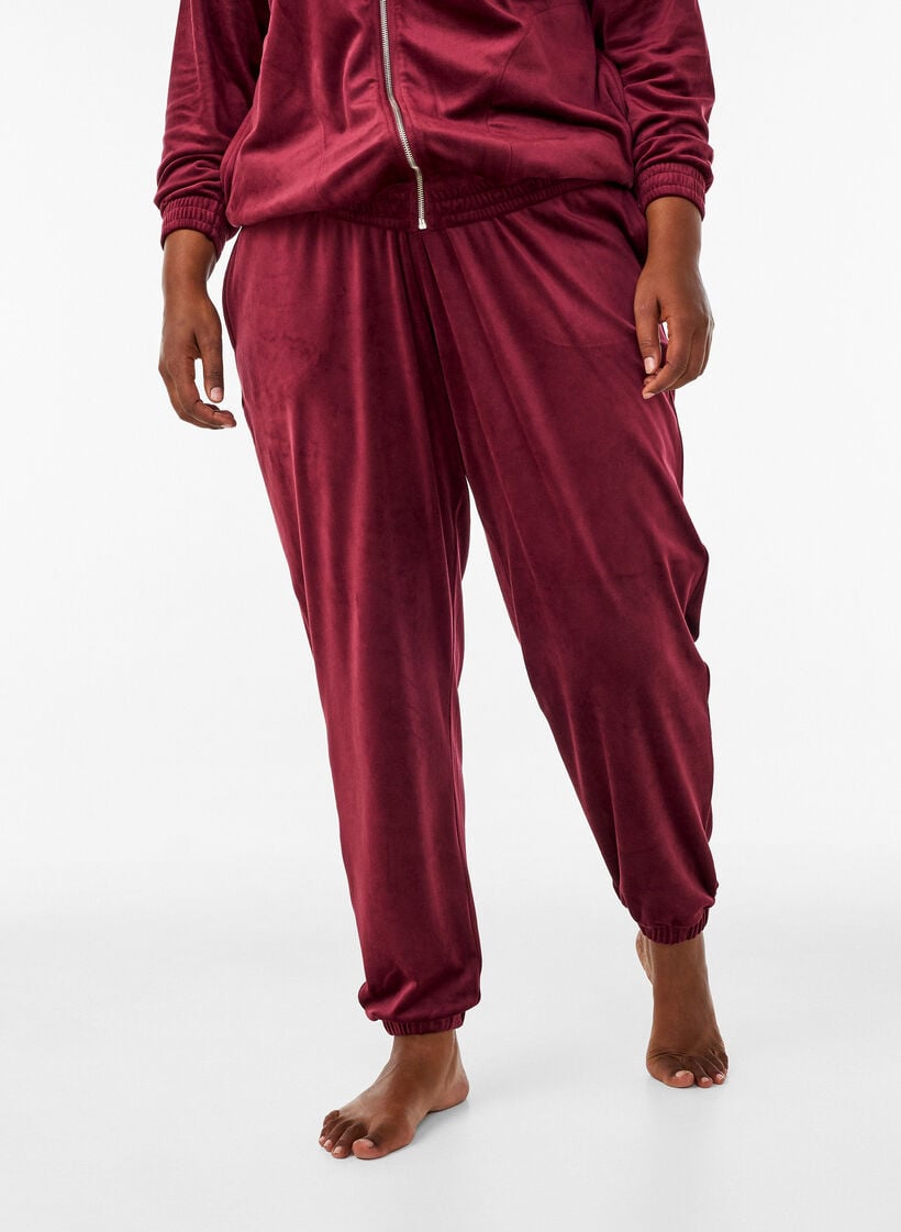 Pantalon ample en velours, Bordeaux, Model image number 2