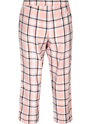 Bas de pyjama en coton à carreaux, Rose Smoke check, Packshot image number 1